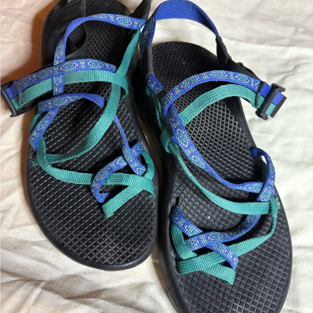 Teal and Blue Chaco Strappy Sandals